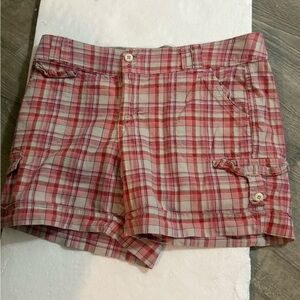 Gloria Vanderbilt Pink Plaid Women's Cargo Shorts